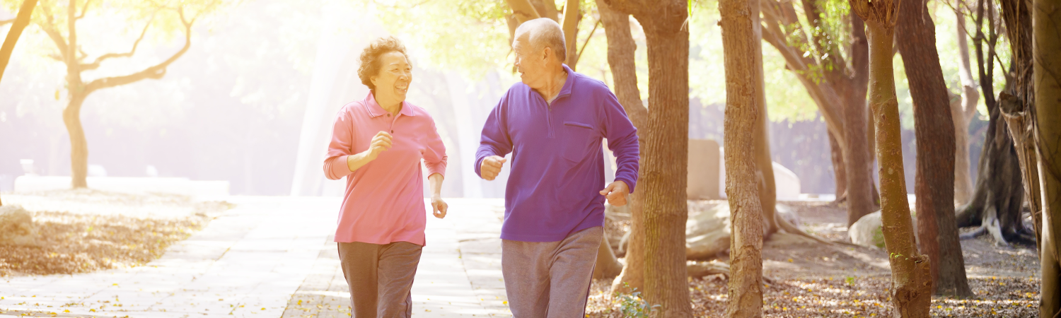 Couple running in the park